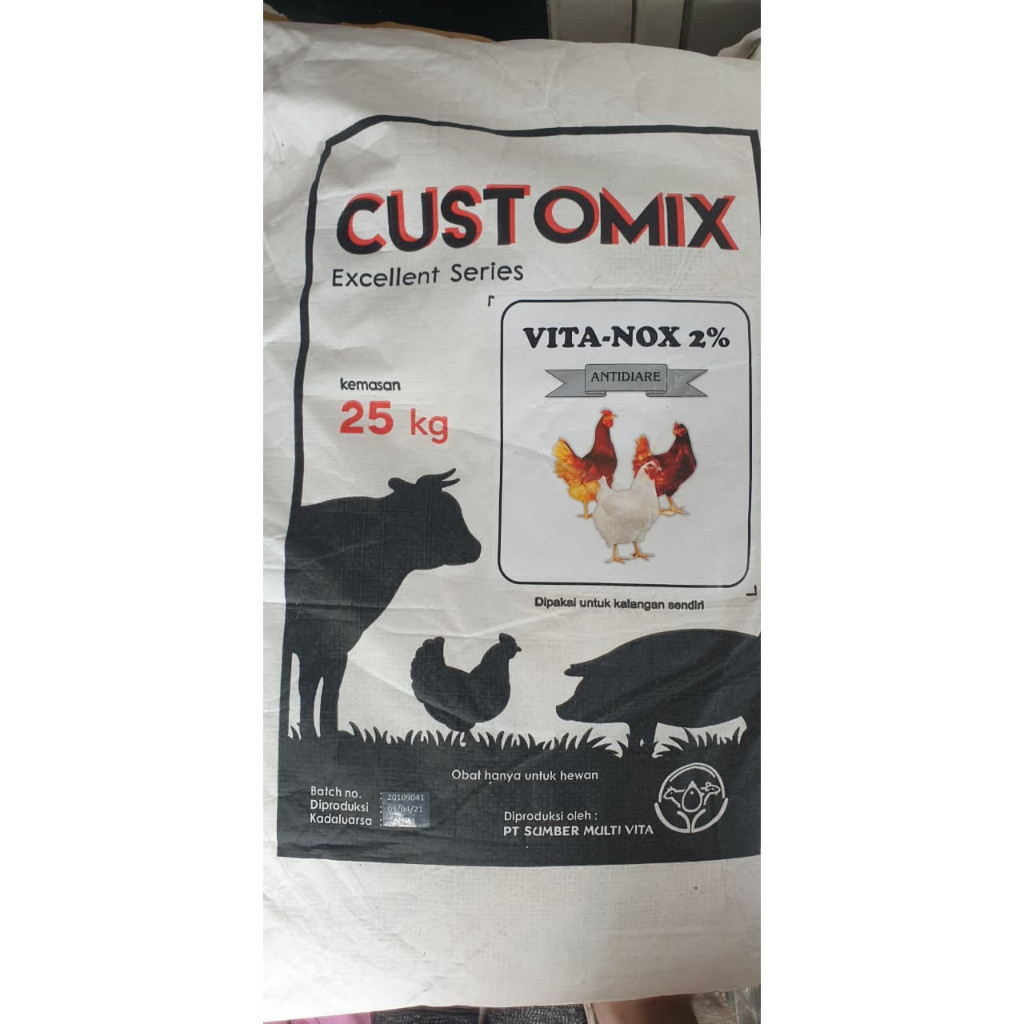 Customix Vitanox 25kg Anti Diare - Ternak Premix - Pemacu pertumbuhan - menekan FCR