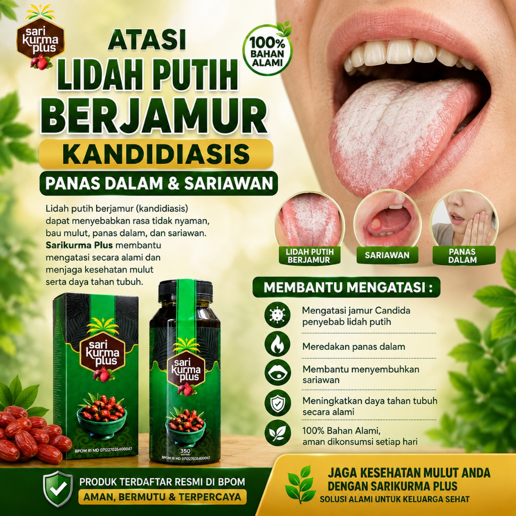 Sarikurma Plus - Untuk Lidah Putih Berjamur Kandidiasis Panas Dalam Sariawan, Lidah Putih Terasa Pah