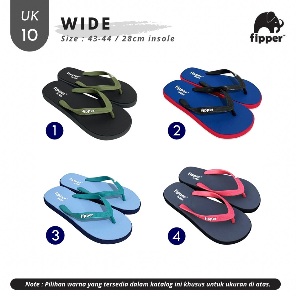 Fipper Wide Sandal Jepit Pria UK 10 (Size 43-44)