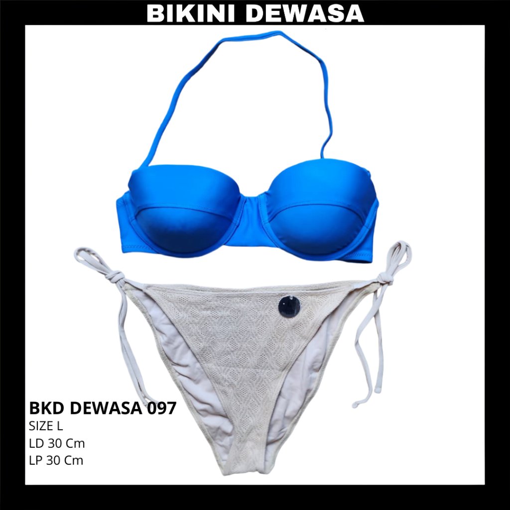 BKD097 LD 30 Cm Size L Baju Renang Bikini Tankini Bra Swimwear Dewasa Anak Biru Coklat Muda
