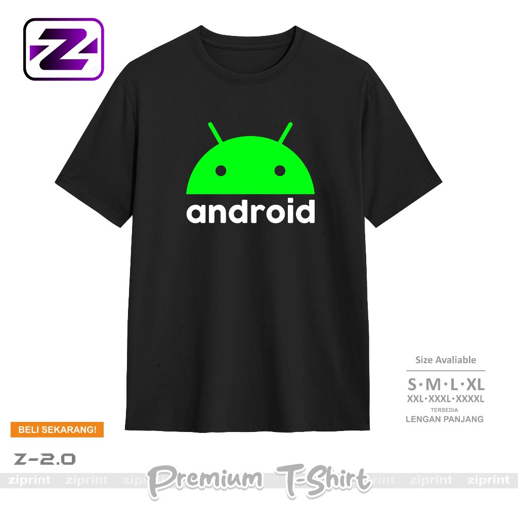 Baju Kaos Gadget Logo Android T-Shirt pria wanita kaos Android