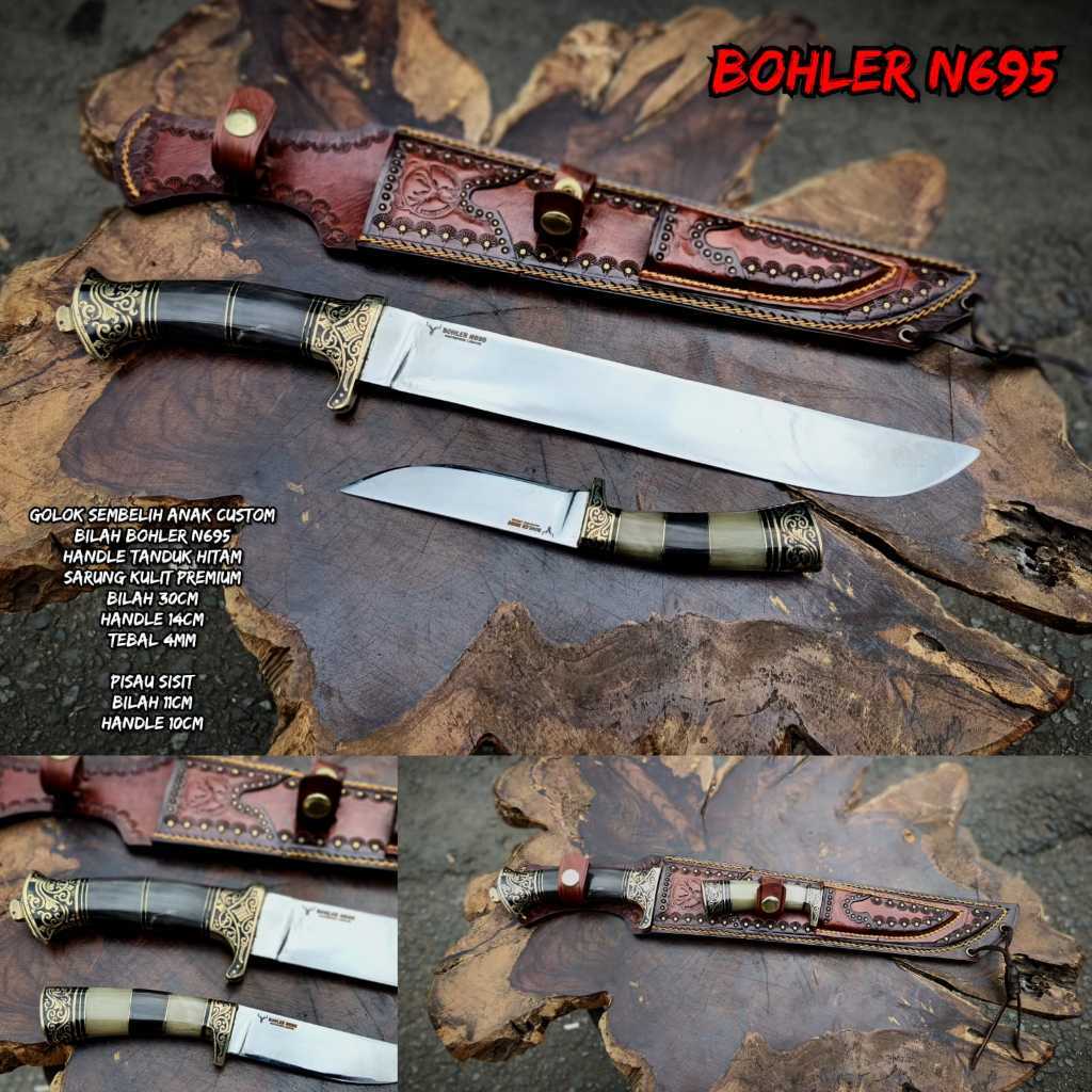 Pisau Sembelih Bohler N690 Pisau Sisit Sarung Kulit Super Original