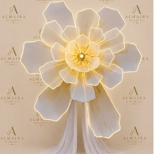 DEKORASI PELAMINAN WEDDING ELEGAN BUNGA ARTIFICIAL LED | BACKDROP PERNIKAHAN MEWAH | DEKORASI WEDDIN