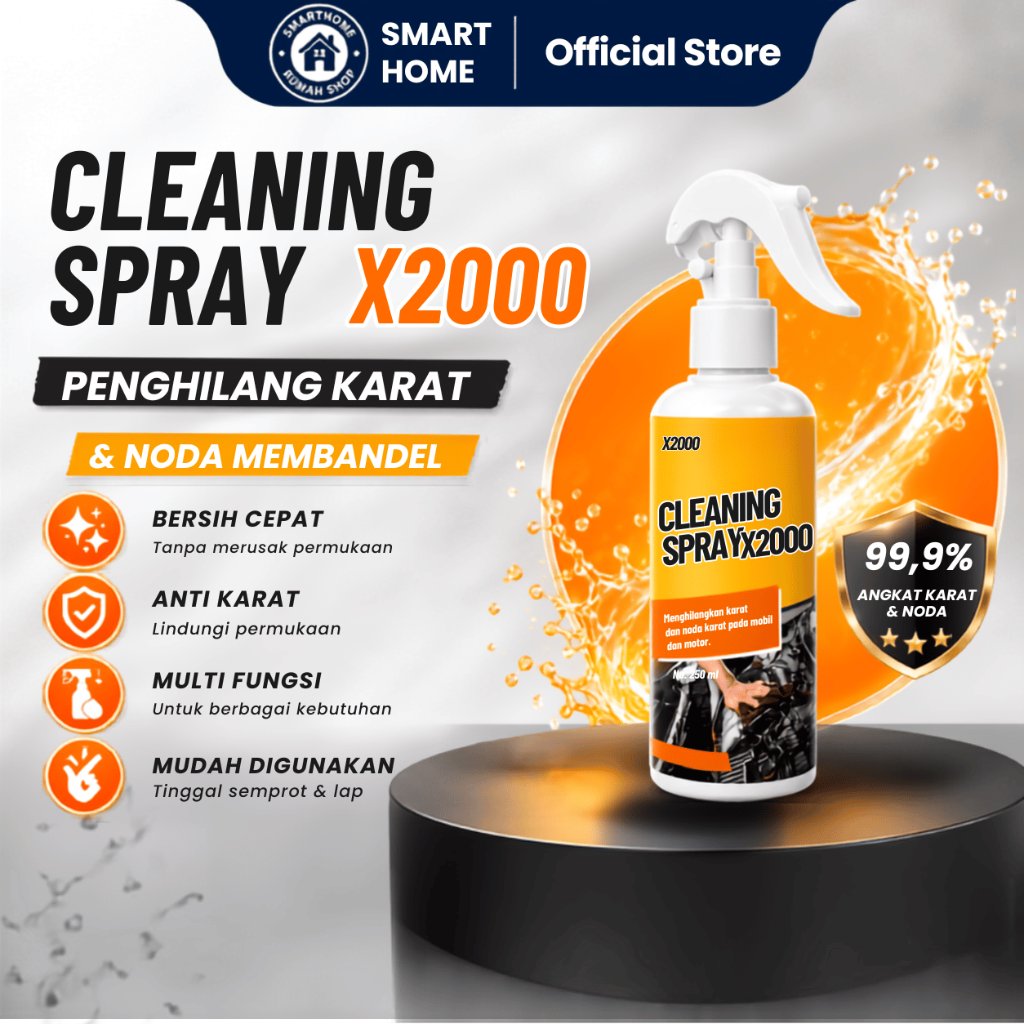 Cleaning Spray X2000, Cairan Pembersih Karat & Noda Membandel, Pembersih Mesin Motor, Besi, Mobil, M