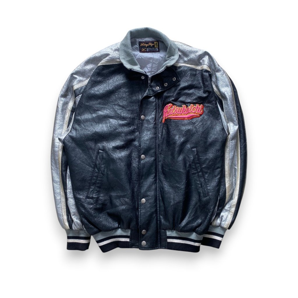 Jaket Kulit Mizuno Baseball Victory Stage Embroidered Hatsukaichi Leather Jacket