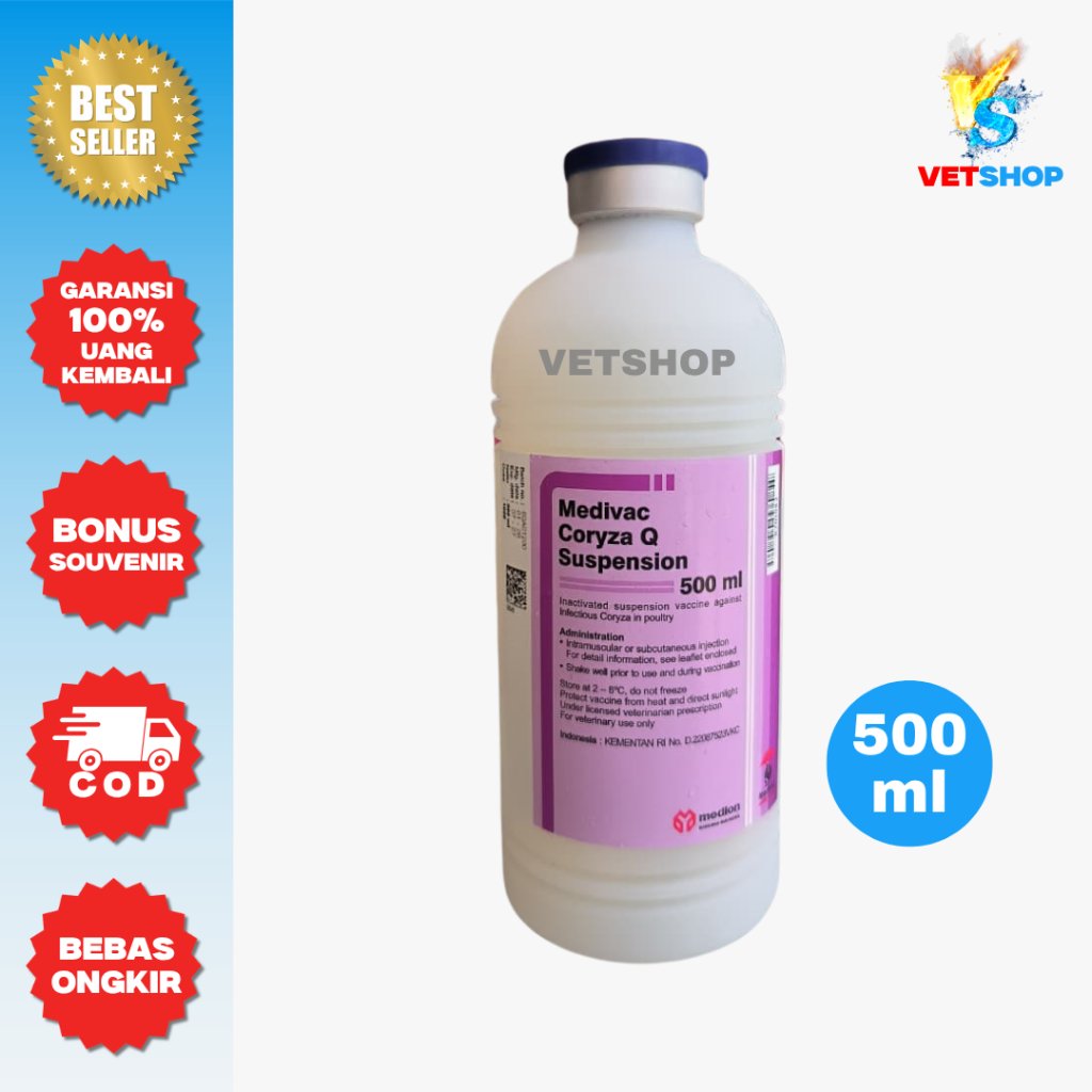 Vaksin Ayam Medivac Coryza Q Suspension 500ml Medion Unggas Snot Ngorok Original - VETSHOP