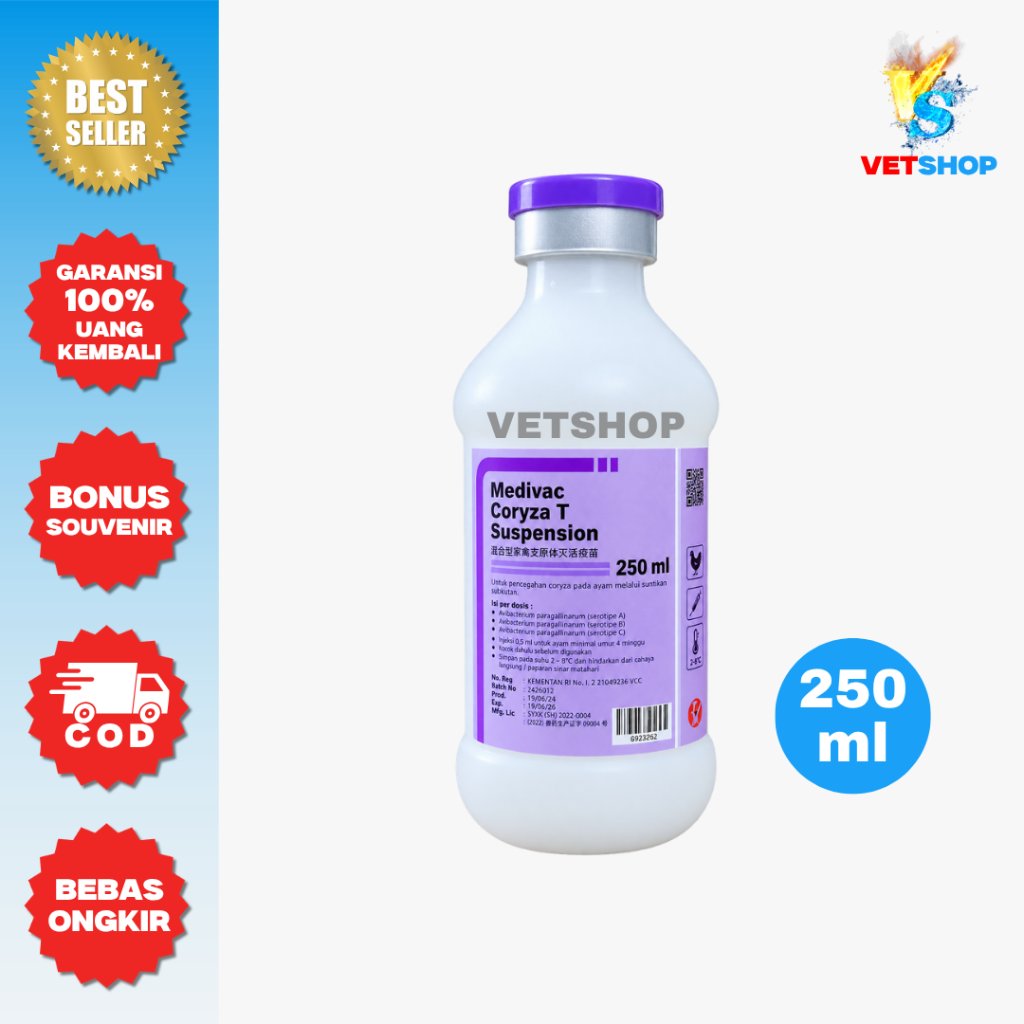 Vaksin Ayam Medivac Coryza T Suspension 250ml Medion Unggas Muka Bengkak Snot Original - VETSHOP