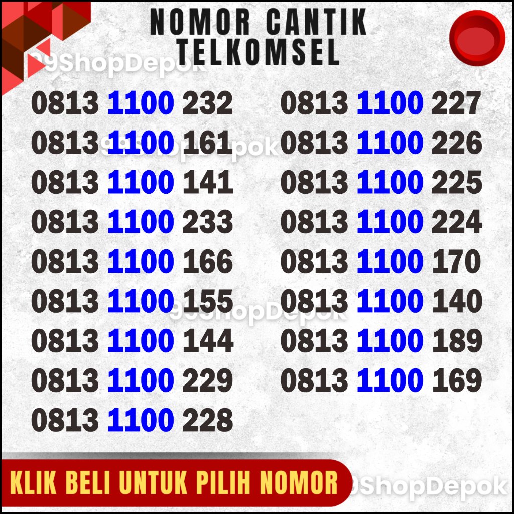 Nomor Cantik Simpati 11 DIGIT, TELKOMSEL 1100, Nomer Cantik Simpati 4g 5g Kartu Perdana 189 232 228