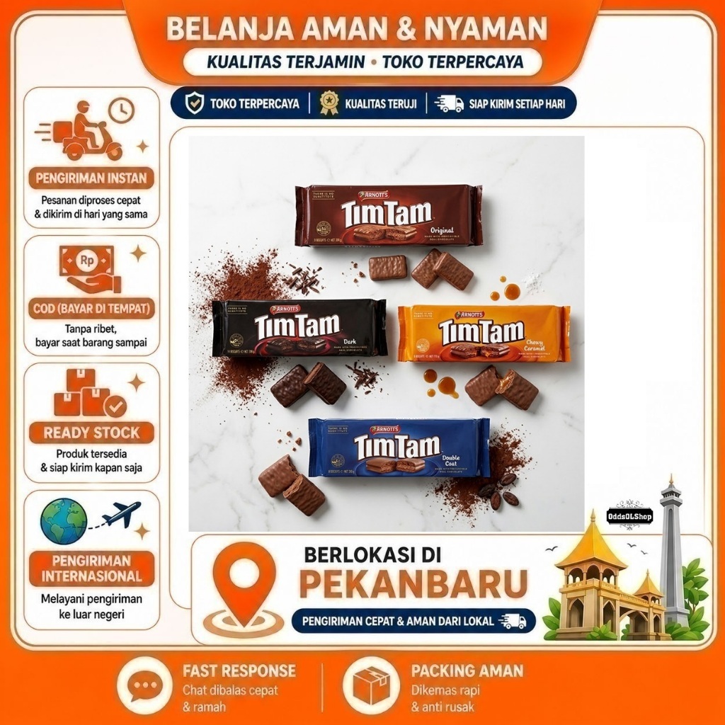 Arnott's Timtam Original Chocolate, Double Coat, Chunky Caramel, Dark Chocolate Biskuit Wafer Coklat