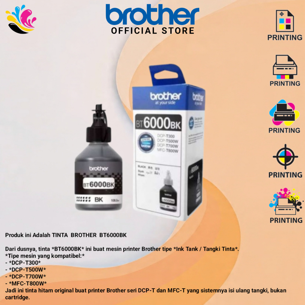 Tinta Brother BT6000BK Tinta Printer - Ink Cartridge Black BT-6000BK - BT-6000BK