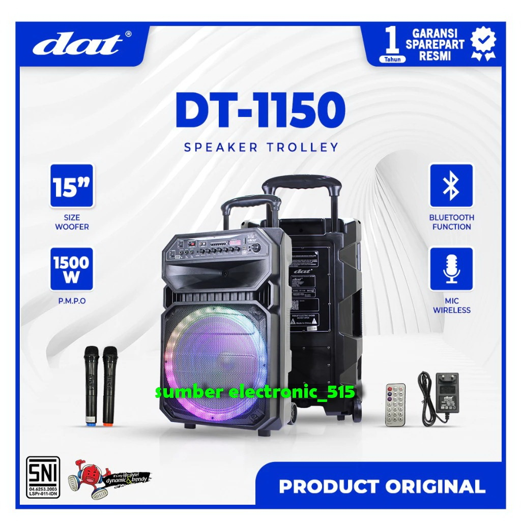 DAT Speaker DT 1150 Trolley 15 Inch Bluetooth Mic / Speaker Portable Dat Dt1150