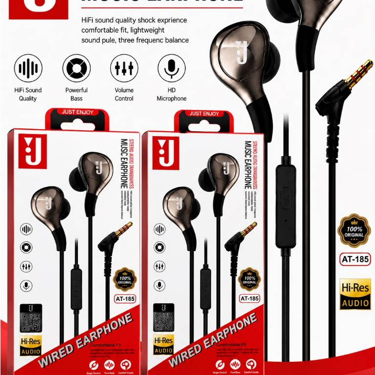 AT-185 / AT185 Handset / Headset H/F / HiFi Handsfree Earphone Series J. AT-185 by NEXGEN + Mic FULL