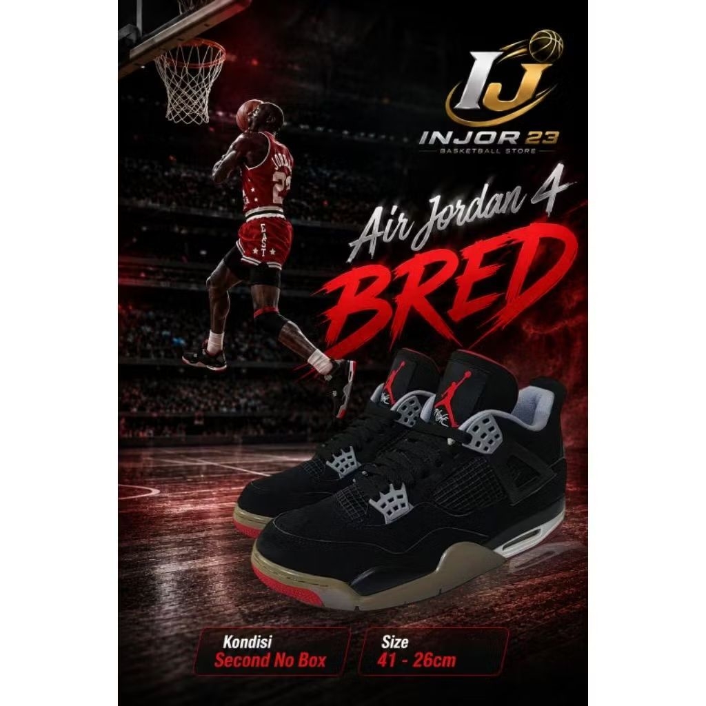 Sepatu Basket Air Jordan 4 Bred