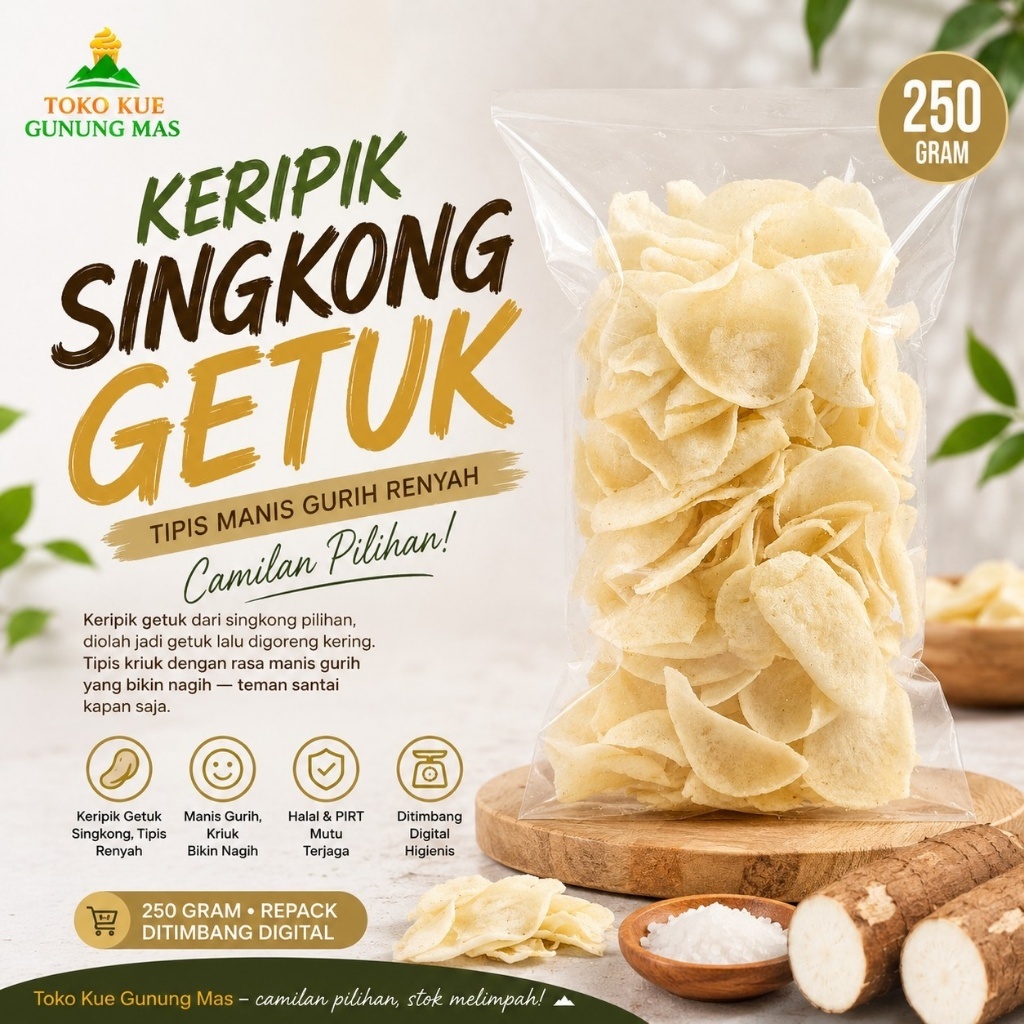 Keripik Singkong Getuk 250gr / Getuk Singkong Kripik Getuk Tipis Manis Gurih Renyah