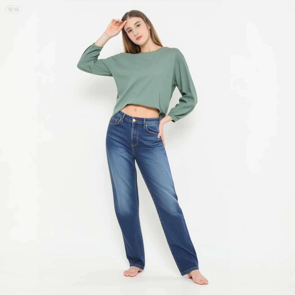 Remix Jeans 1987 - Celana Soft Jeans Wanita Highwaist Reguler