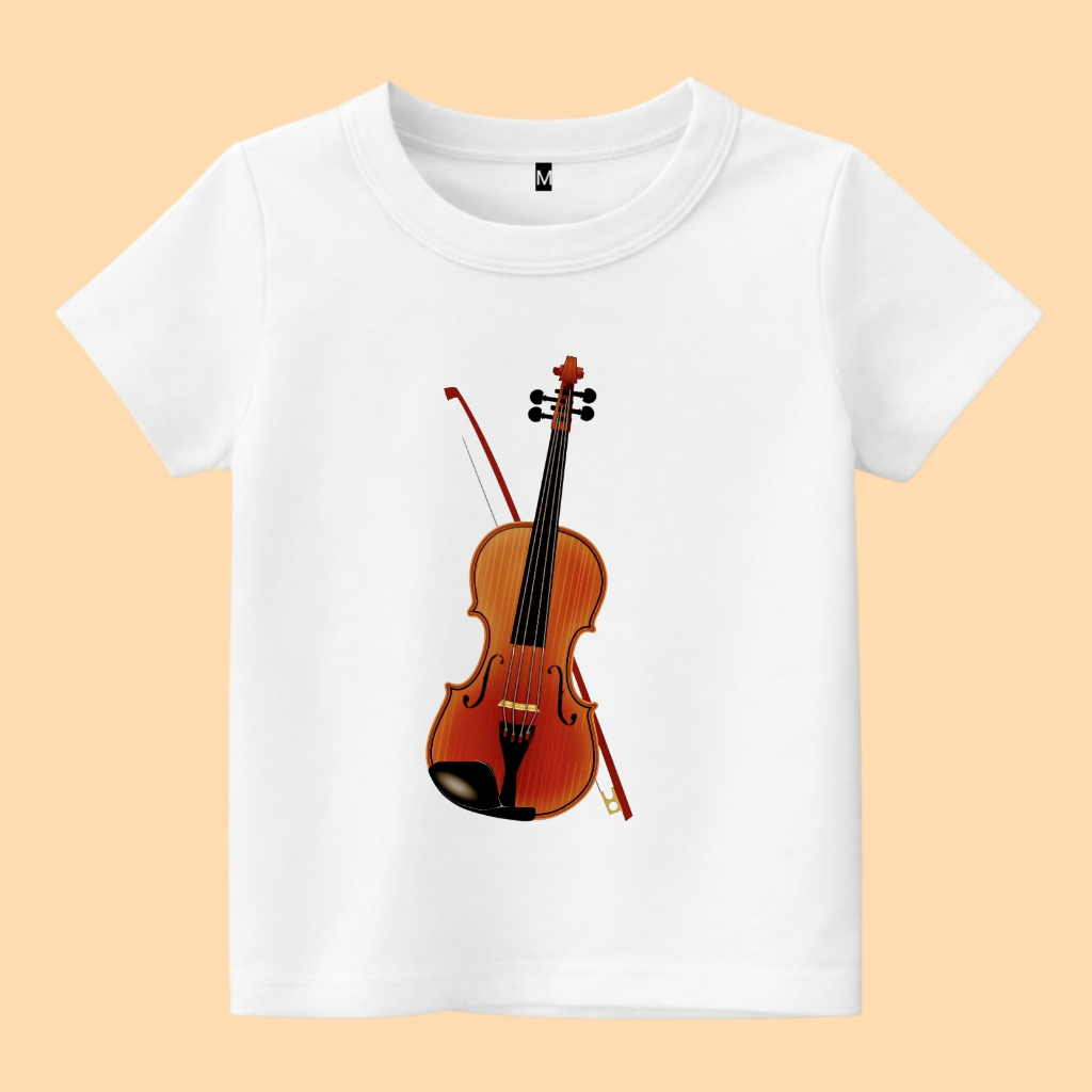 baju kaos anak gambar alat musik biola