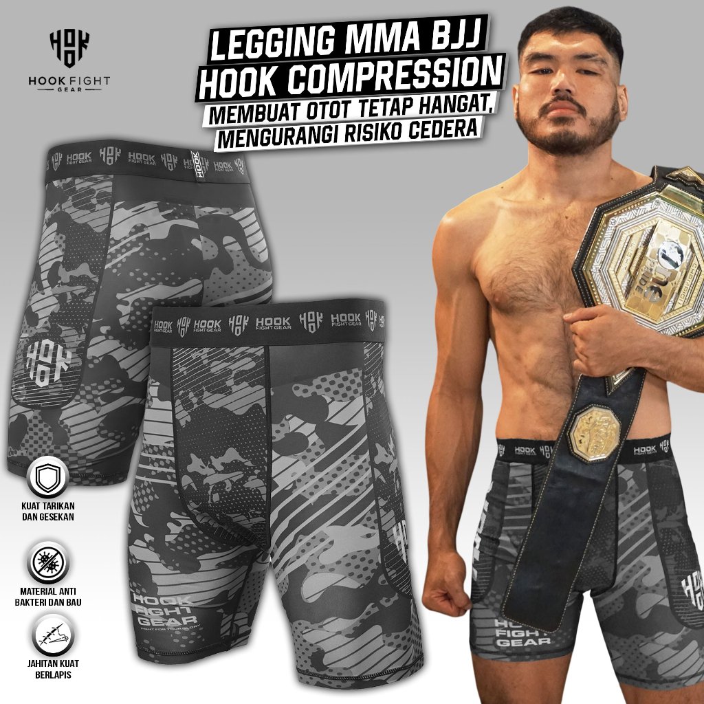 Celana MMA legging Hook BJJ Compression Pants Spat Fight Shorts