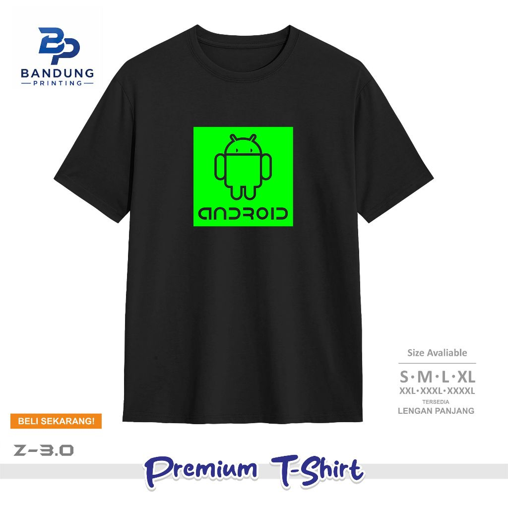 Baju Kaos Distro Android Logo T-Shirt pria wanita kaos Gadget Android