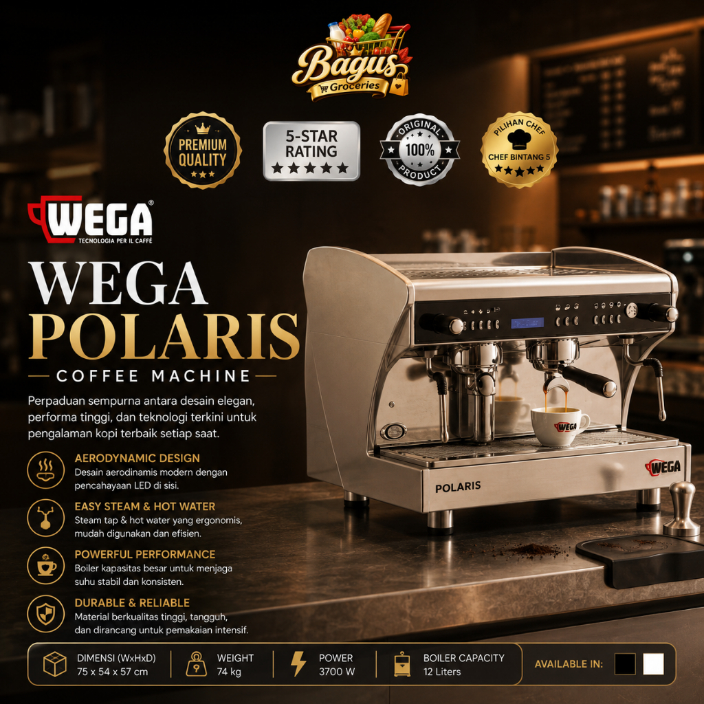 Wega Polaris EVD 2 Group/groups luminous design body LED coffee machine - mesin kopi espresso