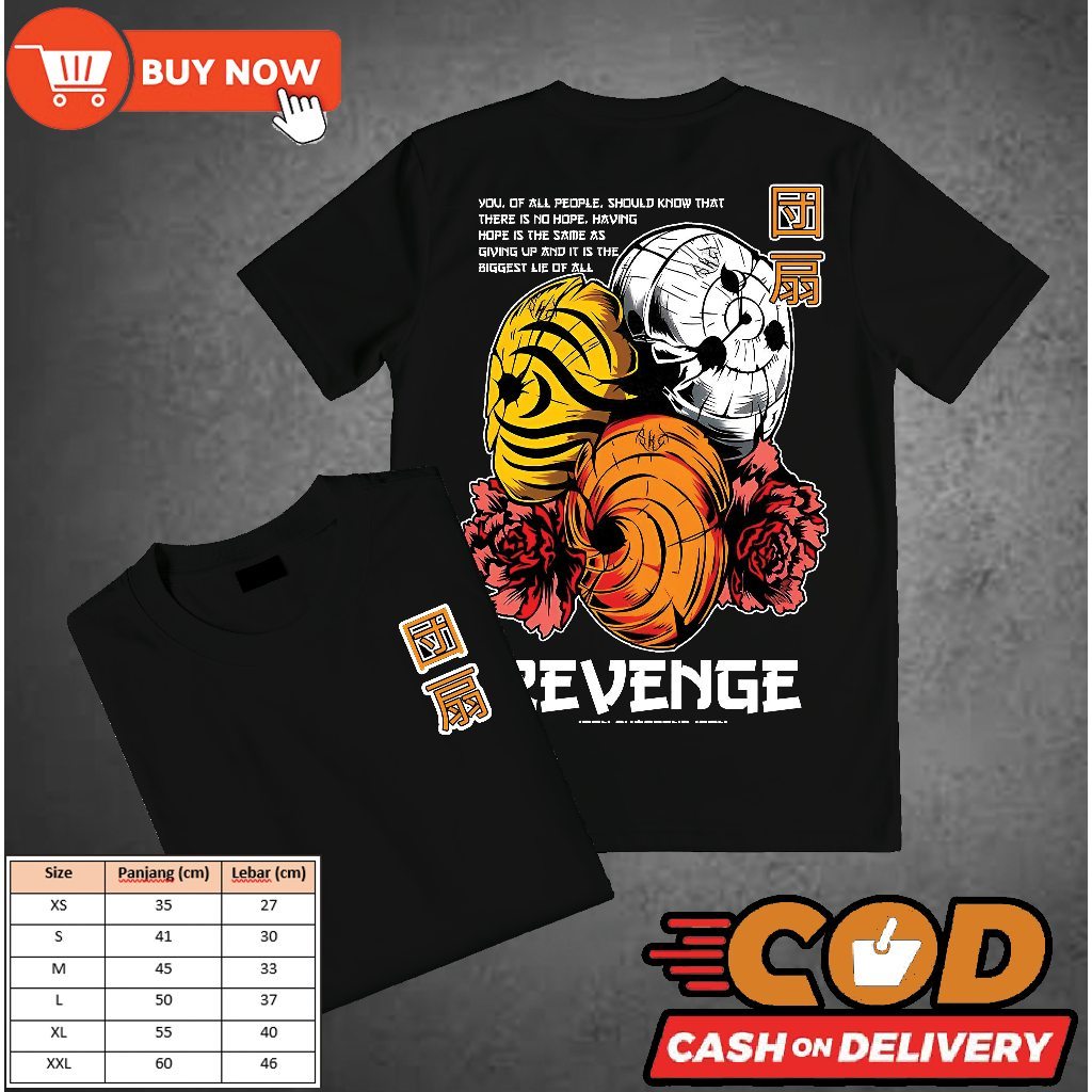 Tshirt distro DEWASA motif topeng obito 24s