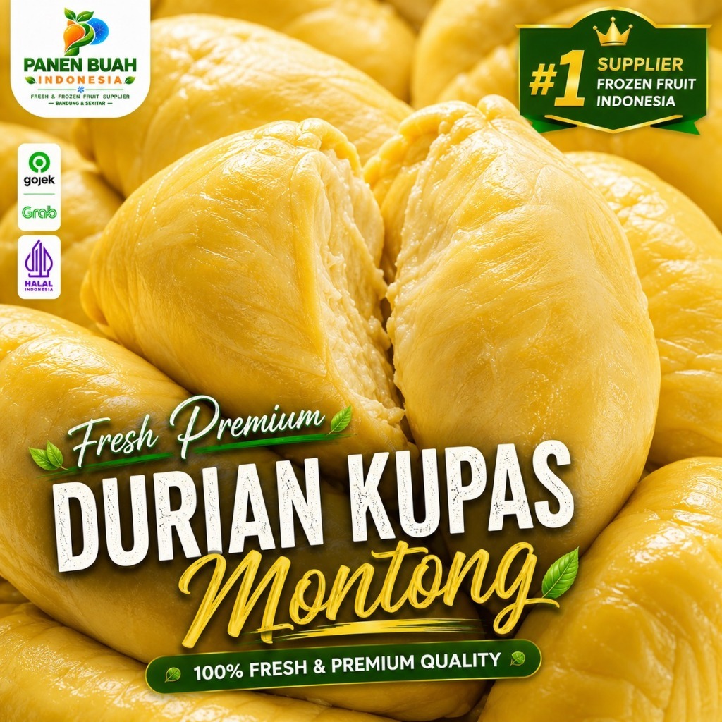 Durian Kupas Montong Beku (Frozen) 500gr 1 Kg | Panen Buah Indonesia Daging Tebal Kirim dari Bandung