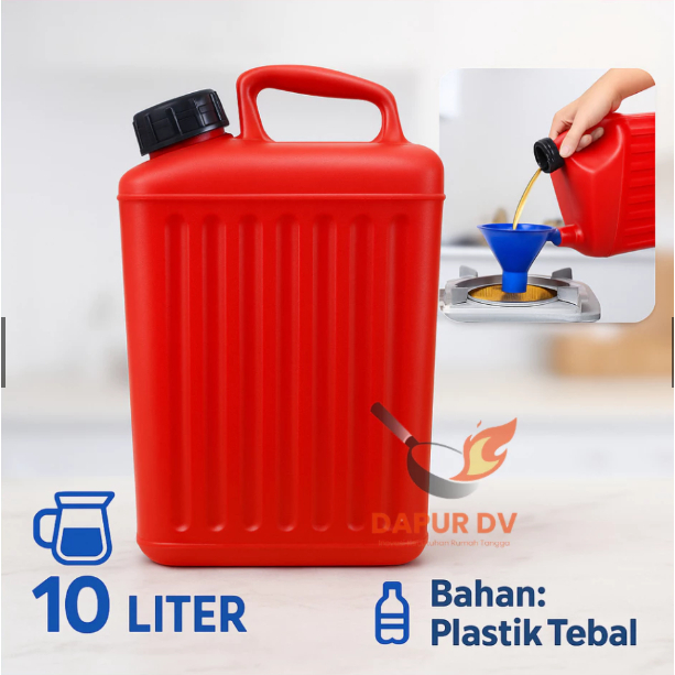 Jurigen Plastik 10 Liter Serbaguna - Merah Jerigen Air Minyak