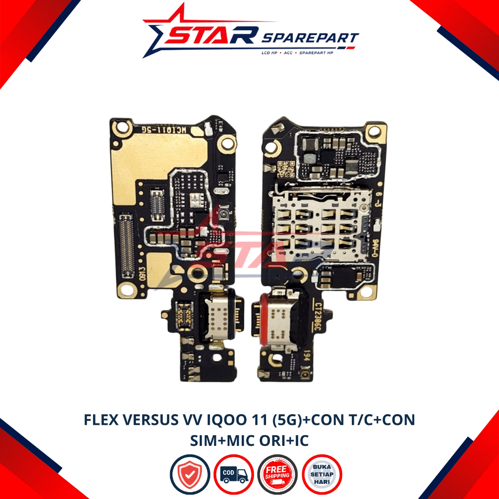 FLEXIBEL VIVO IQOO 11 5G + CONNECTOR CHARGER + CONNECTOR SIMCARD + MIC ORI