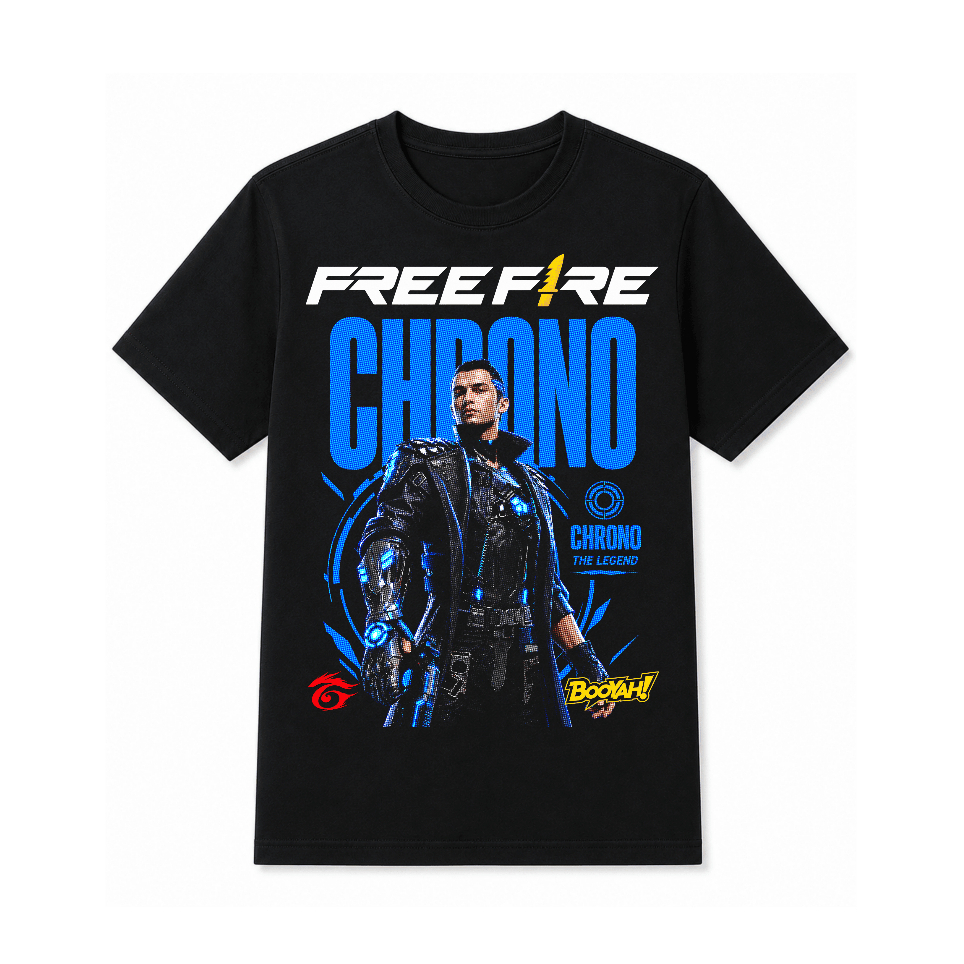NSK CLOTH - Kaos Free Fire FF Chrono Karakter Gaming T-Shirt Hitam Pria Wanita