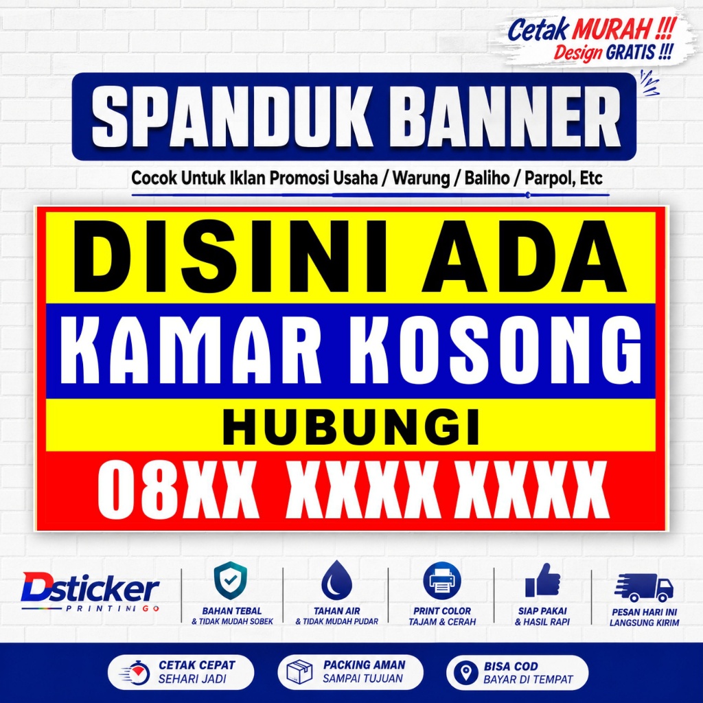Banner - Ada Kamar Kosong Dikontrakan > Spanduk Banner Ada Kamar Kosong Custom Free Desain