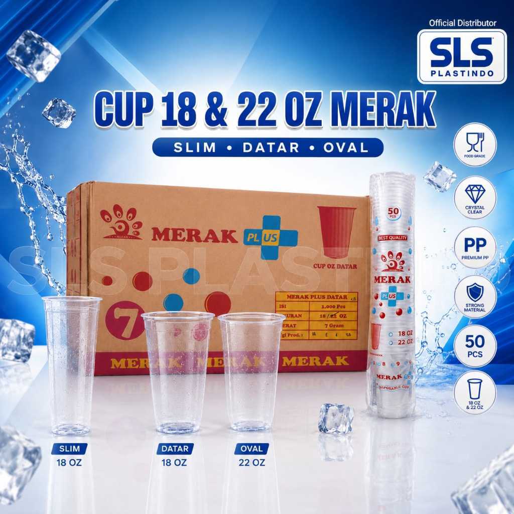 CUP ES TEH JUMBO / GELAS CUP PLASTIK MERAK / CUP ES TEH JUMBO 22 Oz / CUP MERAK 7 GRAM  / CUP 22 / C
