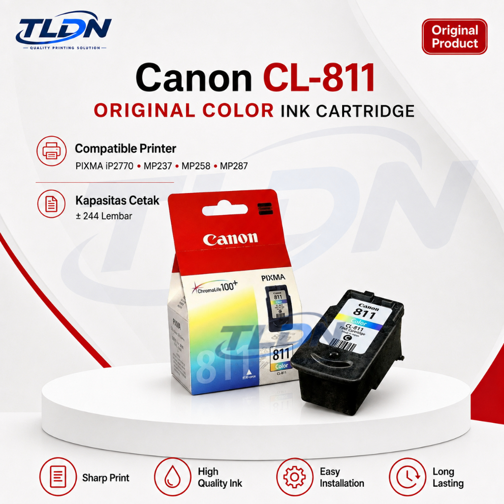 tldn - ORIGINAL Tinta Canon CL 811 Color - Printer iP2770 MP258 MP287 - Tinta Asli