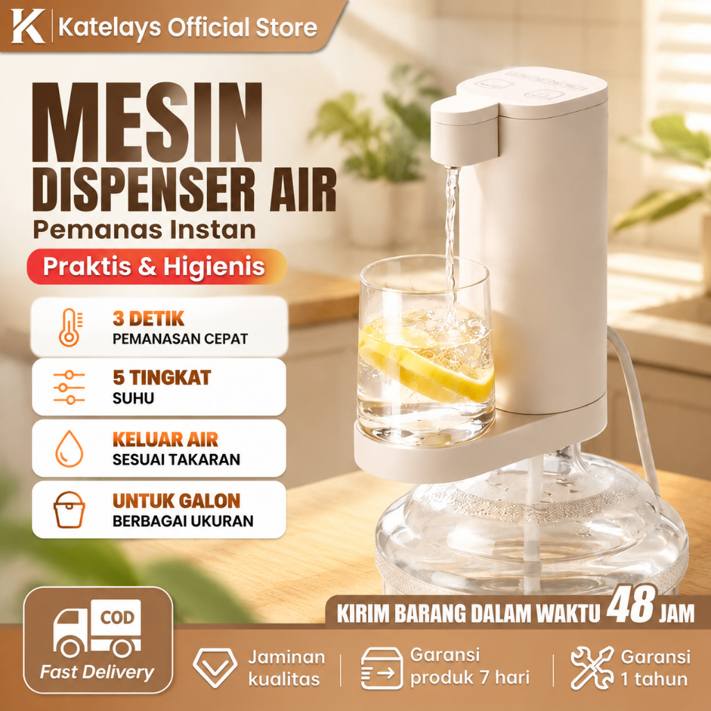 3 Detik Panas Dispenser Air Panas & Dingin Portabel 5 Level Suhu pompa air galon elektrik