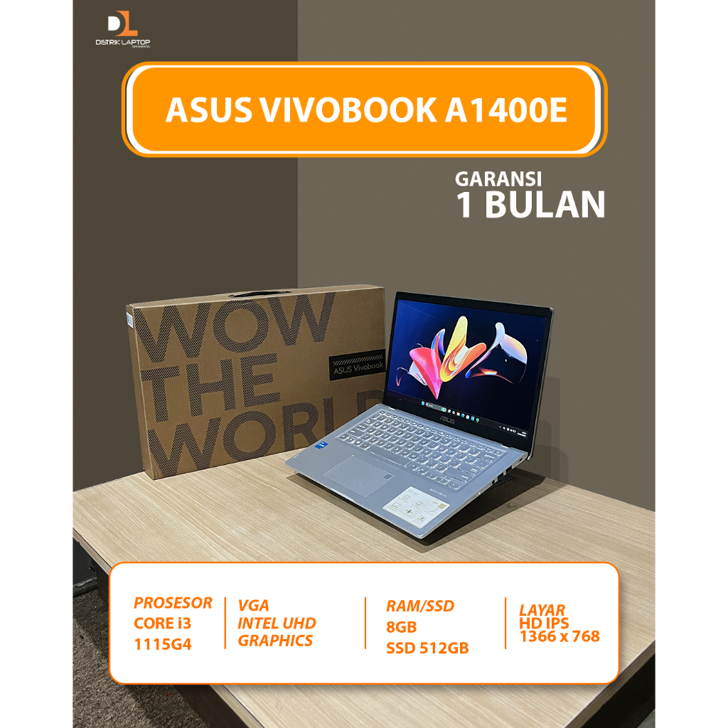 ASUS VIVOBOOK A1400EA CORE I3 1115G4 RAM 8GB SSD 512GB