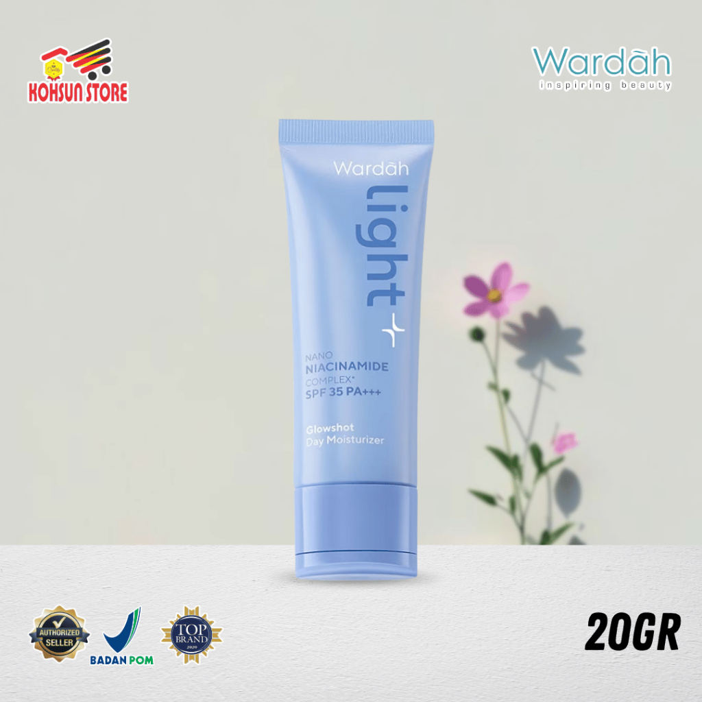 Light+ by Wardah Glowshot Day Moisturizer 20 gr | Cream Niacinamide Brightening Moisturizer Pelembab