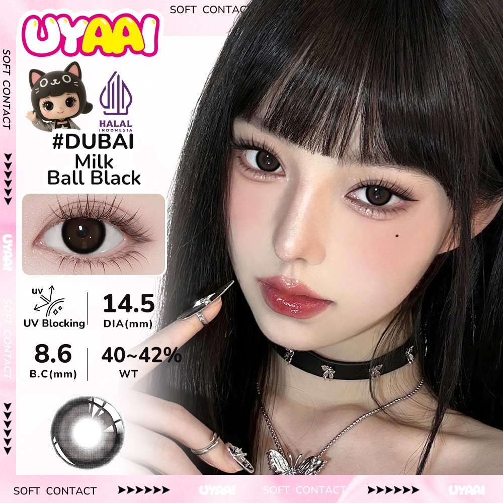 UYAAI softlens 14.5MM Minus 0.00 s/d -6.00 Mata Korea seri Milk Ball Sepasang LENSA KONTAK 6Bulan