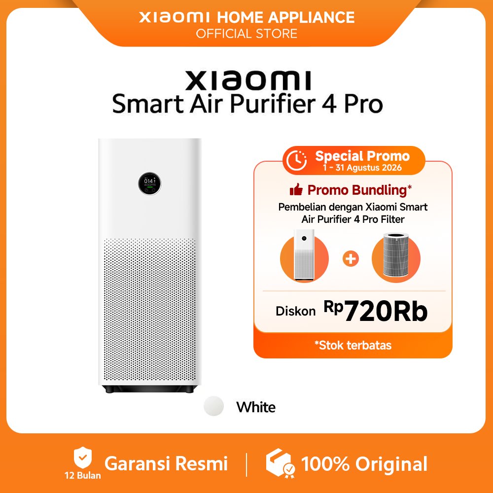 Xiaomi Smart Air Purifier 4 Pro | Layar OLED | 3-in-1 | Filter Kontrol Cerdas Menghilangkan Bau | Pe