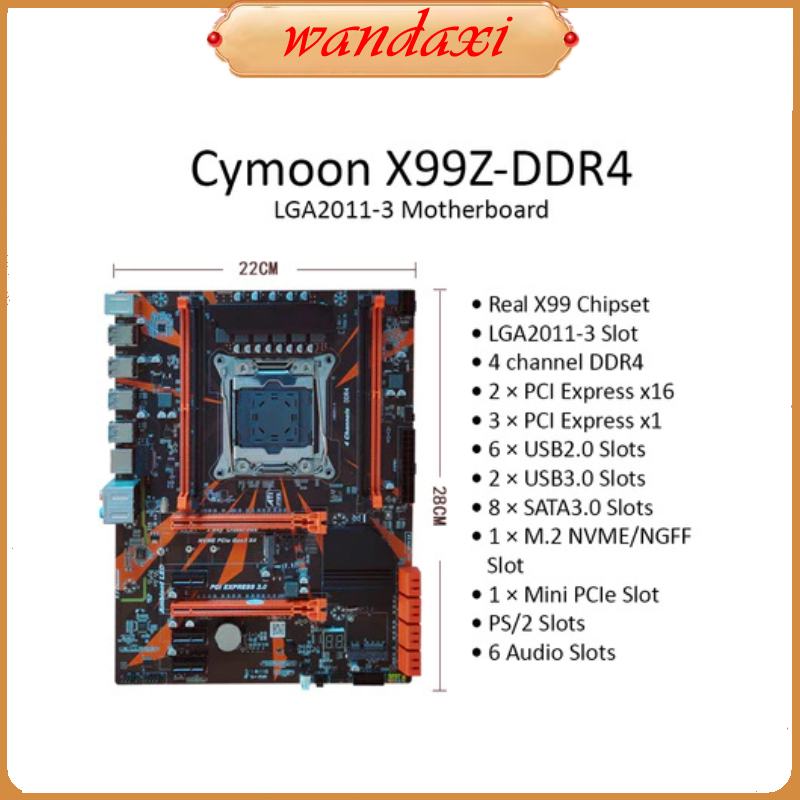 Cymoon X99 Motherboard LGA 2011-3 DDR4 Mainboard Mobo USB3 SATA3 MDY