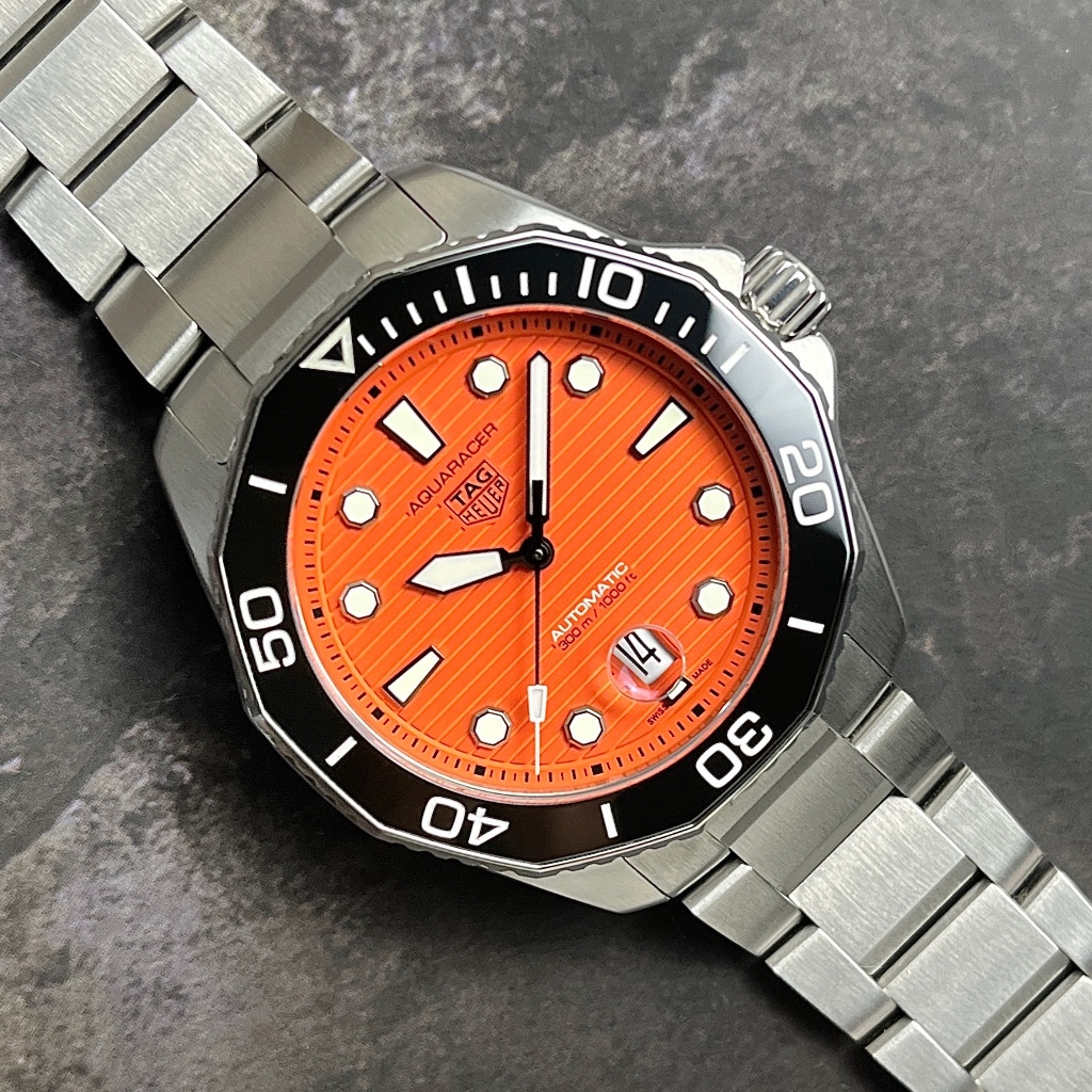 Tag Heuer Aquaracer Pro 300 Orange Ceramic Automatic 43 mm WBP201F.BA0632 Stainless Steel Strap Cali