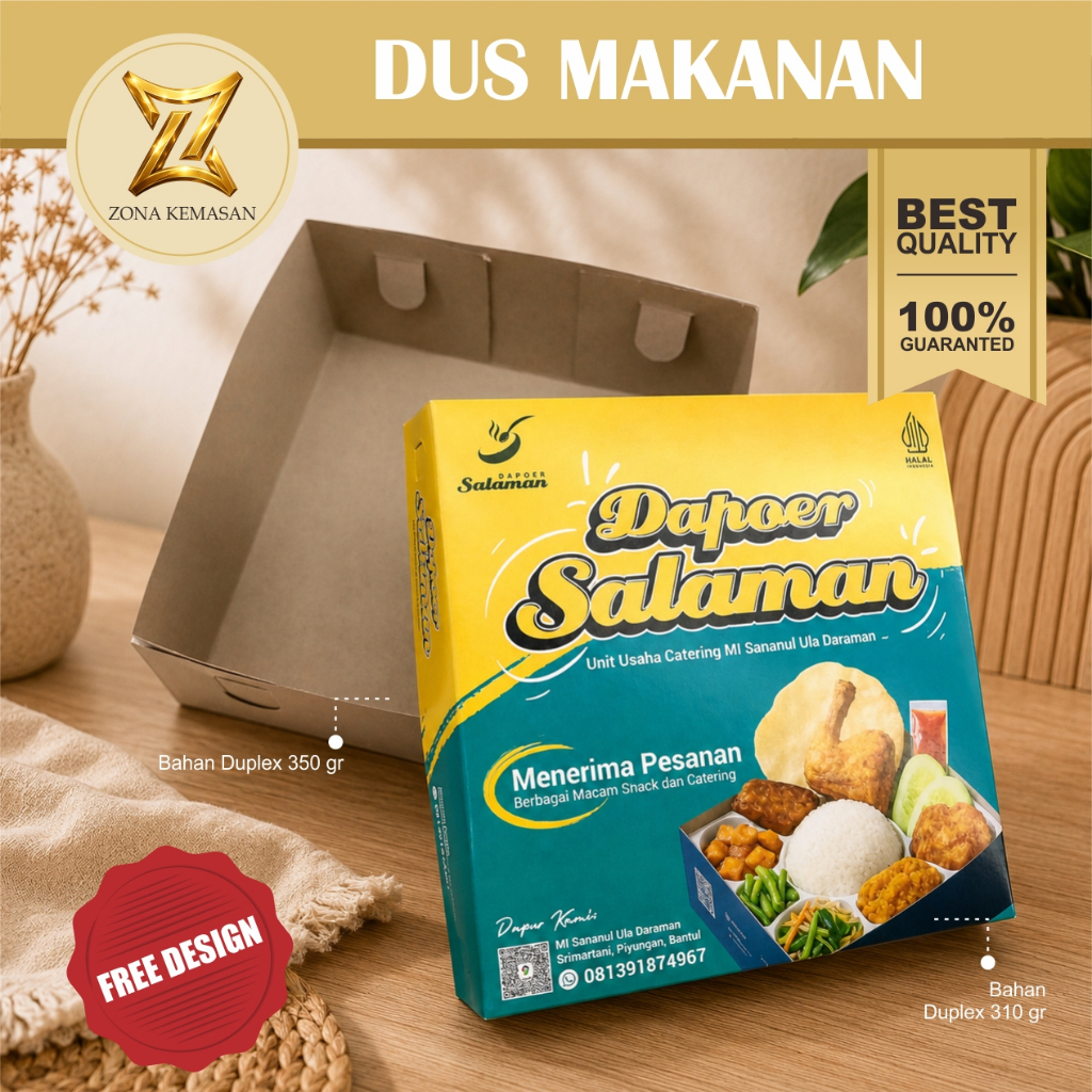 Box Makanan / Paper Box / Lunch Box Paper Custom Desain/ Dus Nasi / Dus Nasi Custom  Ukuran 20x20x6,