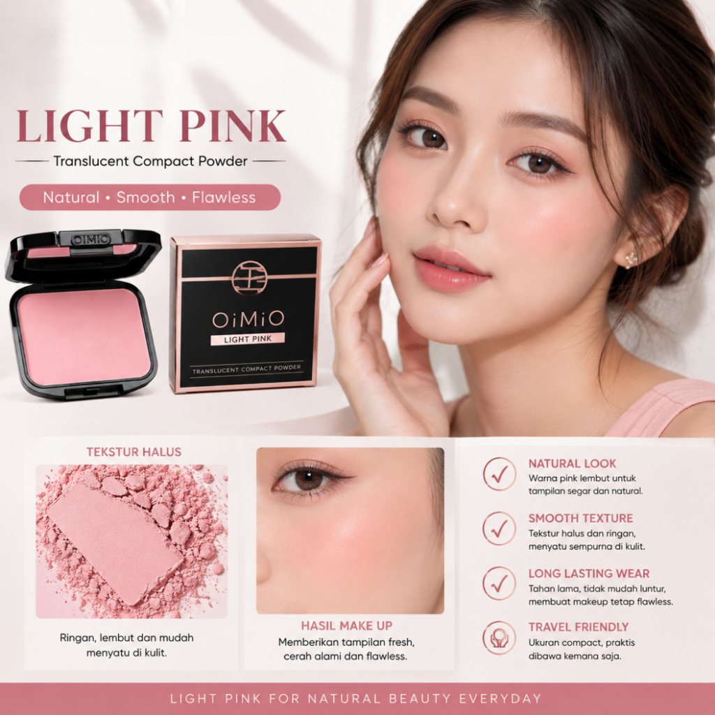 OiMiO Translucent Powder Light Pink Bedak Setting Bikin Wajah Cerah Glowing