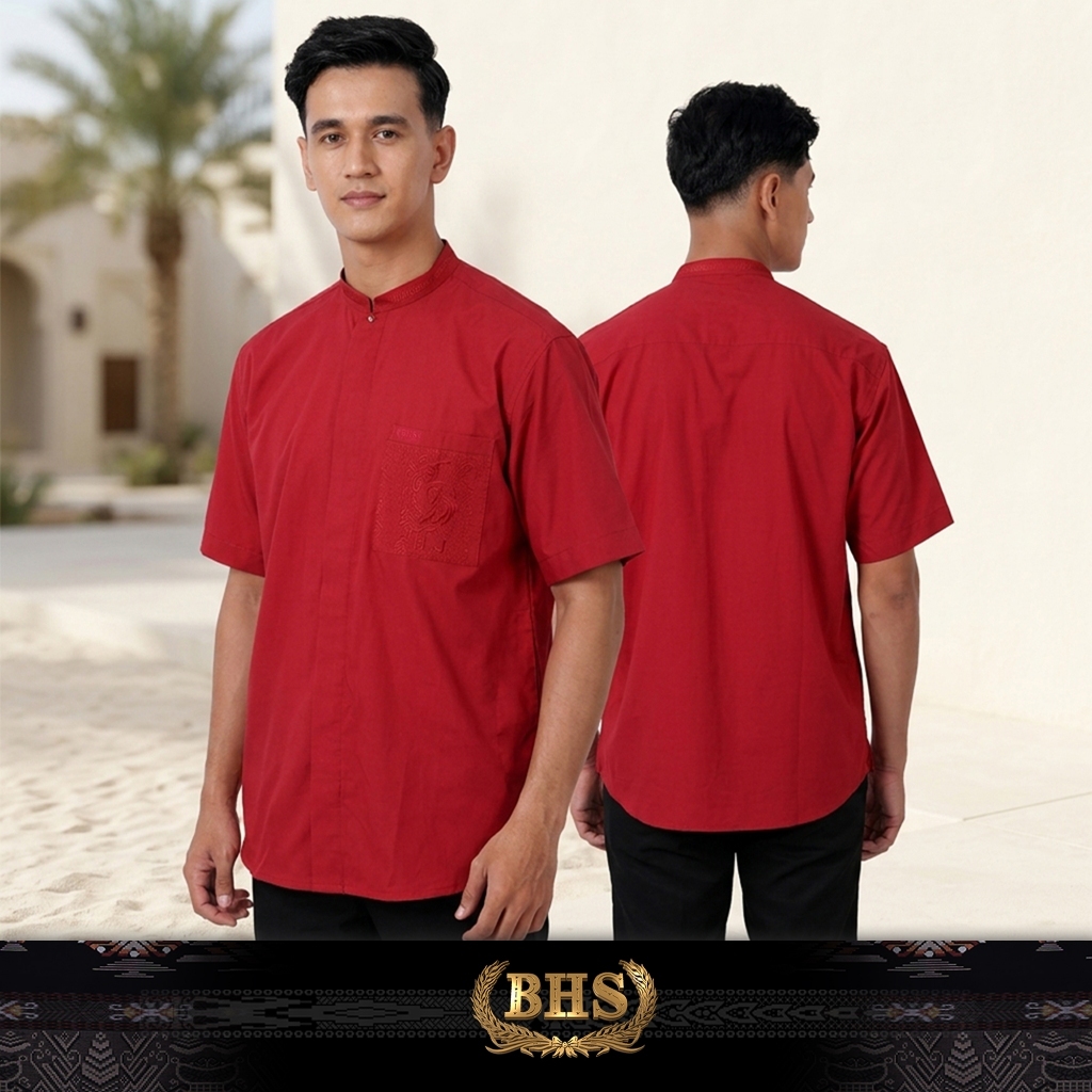 Baju Koko BHS Cosmo Hassan Red