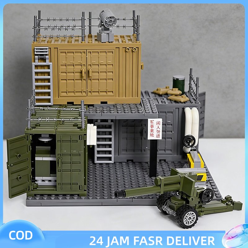 1set Balok Bangunan Militer Diorama Militer Box Kontainer Tentara Kotak Senjata Mainan Brick Tentara