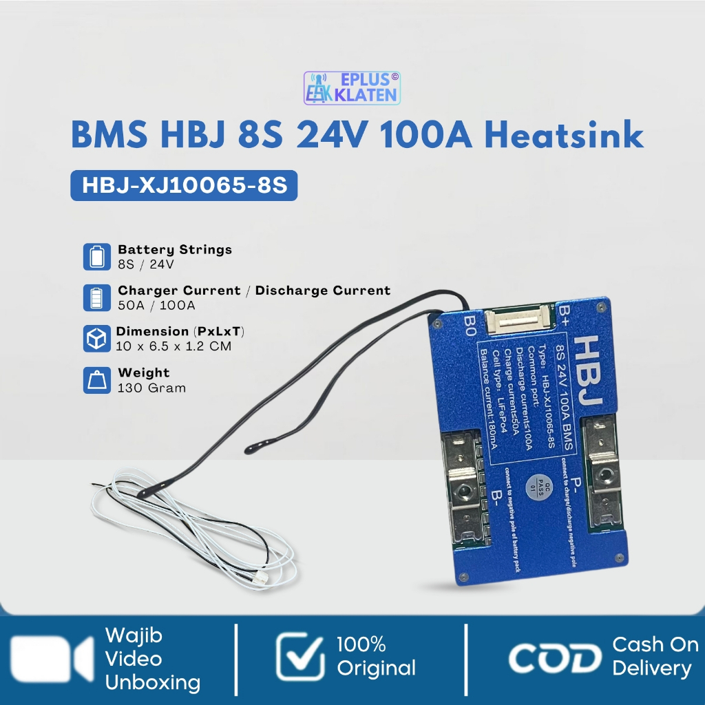 BMS 8S 24V 100A HBJ XJ10065 8S Heatsink Pendingin Common Port 24 Volt 8 Sel Cell Baterai LifeP04 Lit