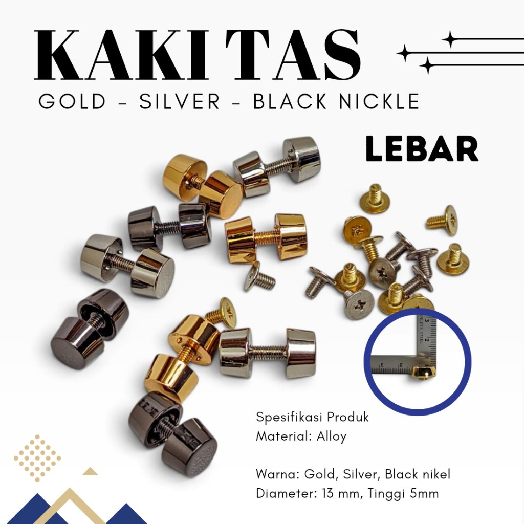 Kaki Tas Mur Baut Sekrup Lebar/ Stand Bag/ Bag Bottom Nails/ Aksesoris Tas