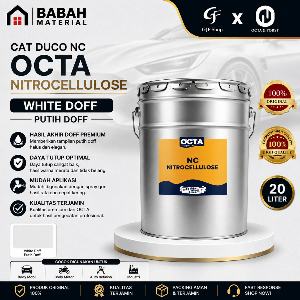 Cat Duco NC OCTA White Doff Putih Doff 1 Pail 20 Liter