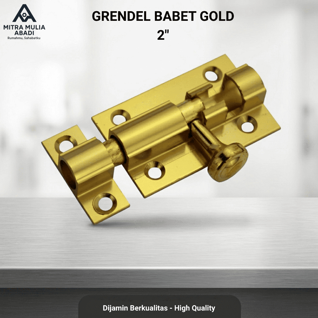 Slot Pintu Kuning/ Barrel Bolt- Jendela Plat Tebal Grendel 2" Inci