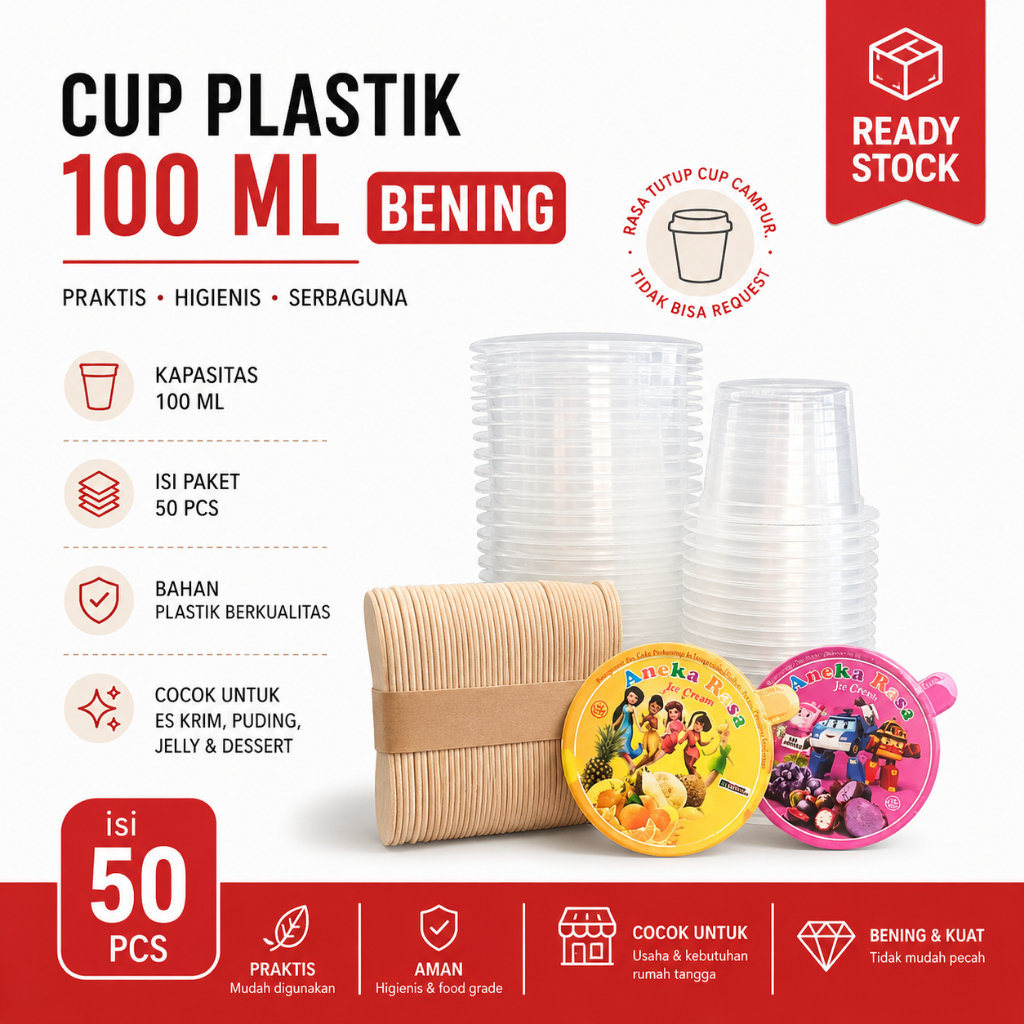 CUP ES KRIM 100 ML PLASTIK / KEMASAN ES KRIM CUP HARGA / CUP ES KRIM GAMBAR