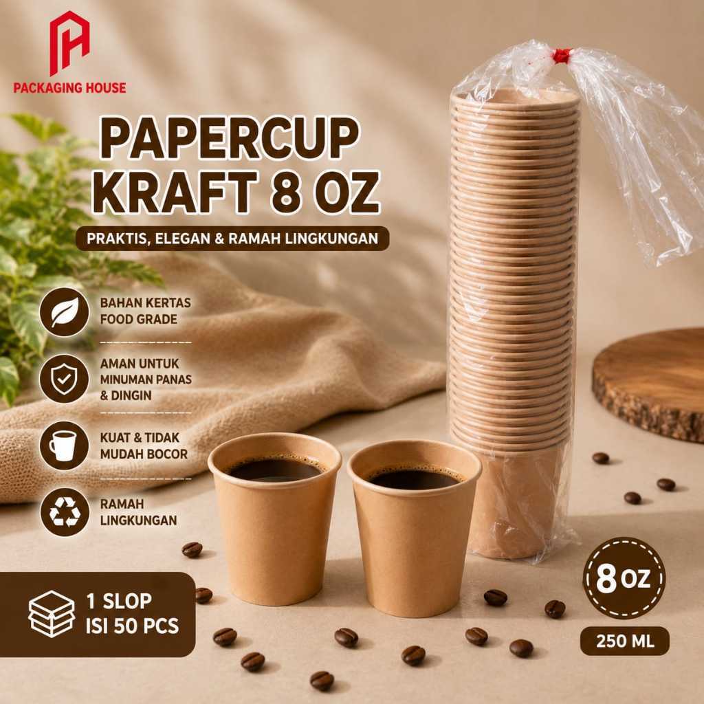 [50 PCS] PAPER CUP 6,5 OZ KRAFT | PAPER CUP 8 OZ KRAFT