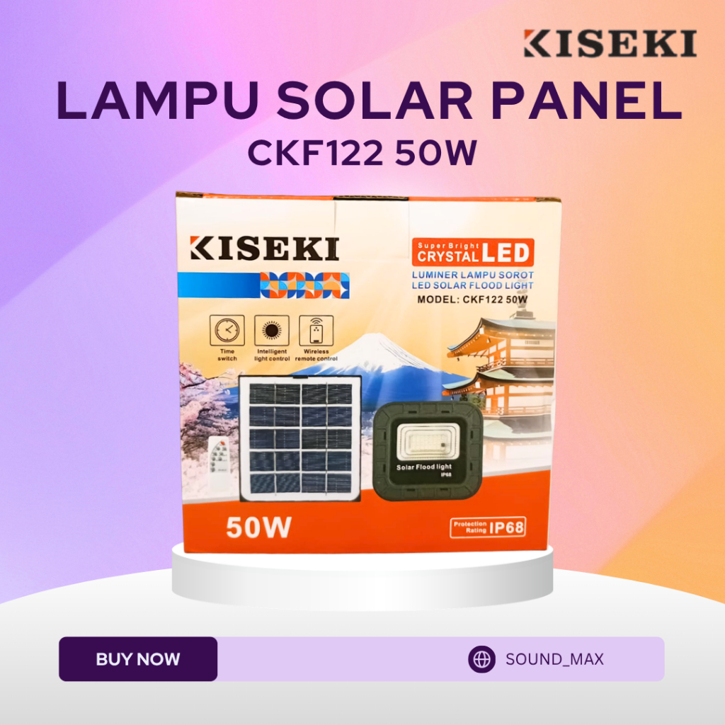 Kiseki Lampu Sorot Tenaga Surya 50Watt, 100Watt, 200Watt, 300Watt Lampu solar panel waterproof
