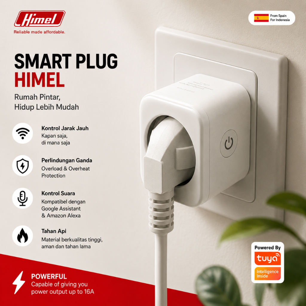 Himel SMART PLUG Indonesia Smart PLUG WiFi Wireless Colokan IoT Smart Home Colokan Pintar Plug